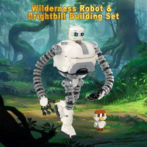 Buildify Wildarness Robot Roz & Brightbill Building Set For Boys 8-14 Wild Adventure Cartoon Robot Action Figure Model Toy Movie Fans Creative Collection s For Christmas Birthday Children'S Day 365 Pcs
