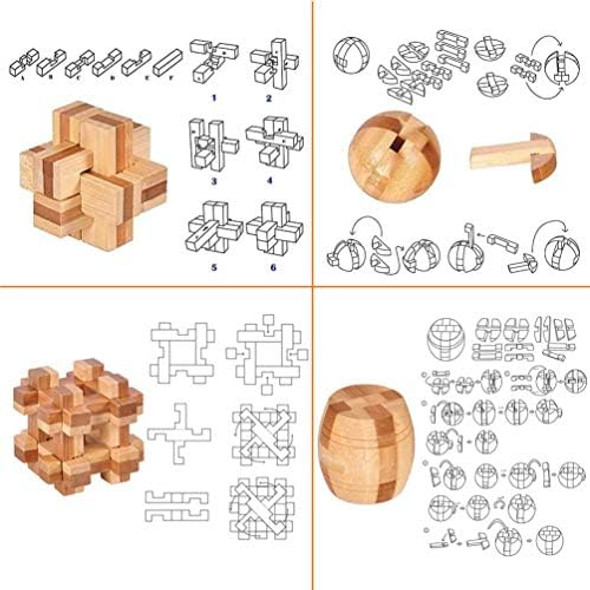Buootooy Brain Teaser Puzzle 20Pcs Unlock Interlock Game Iq Test Wooden Toy 3D Unlock Interlock Puzzle Magic Ball Brain Teaser Toy Puzzles For Adults