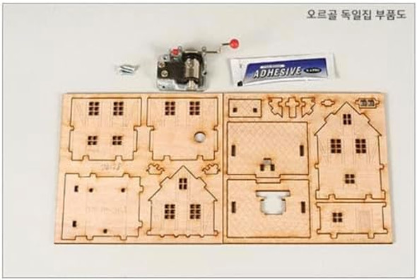 Caincosmetic Young Modeler Wooden 3D Puzzle Kit - Music Box Orgel House - Diy Brain Puzzle & Wood Assembly Craft 오르골 독일집 Caincosmetic Young Modeler Wooden 3D Puzzle Kit - Music Box Orgel House - Diy Brain Puzzle & Wood Assembly Craft 오르골 독일집