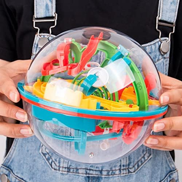 Carlerait Maze Ball 3D Interactive Maze Sphere Game (16Cm 6.3’’) With 118 Obstacles Labyrinth Puzzle Ball Kids Education Toys Magical Brain Teasers Boy s