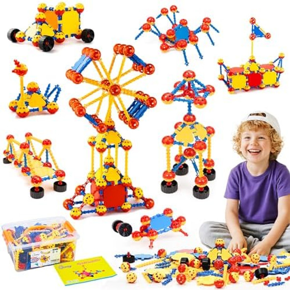 Cossy198 Pcs Stem Building Toys For Kids Construction Building Blocks Educational Toys For 3-5 4-8 5-7 6-8 Year Old Creative Games Engineering Stem Kits Cossy198 Pcs Stem Building Toys For Kids Construction Building Blocks Educational Toys For 3-5 4-8 5-7 6-8 Year Old Creative Games Engineering Stem Kits