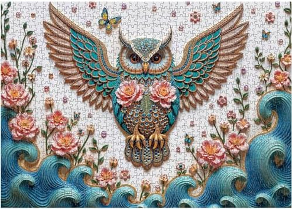 Crowm Flower Owl Jigsaw Puzzles For Adults 1000 Pieces Colorful Floral 3D Art Puzzles Challenging Embossed Fantasy Owl Puzzles As Animal Decor For Nature Lovers Crowm Flower Owl Jigsaw Puzzles For Adults 1000 Pieces Colorful Floral 3D Art Puzzles Challenging Embossed Fantasy Owl Puzzles As Animal Decor For Nature Lovers