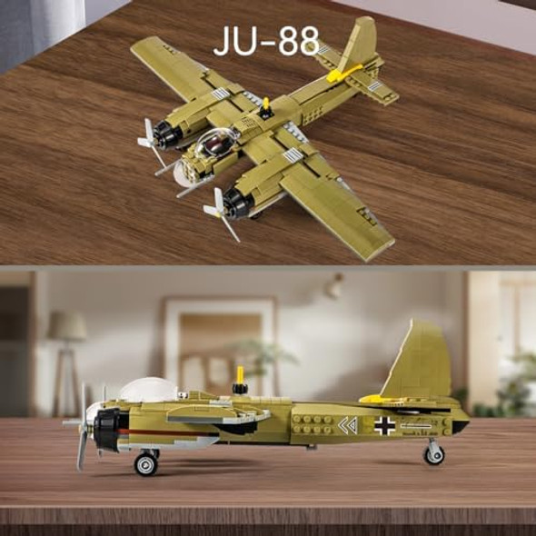 Dahonpa Ju88 Bomber Plane Junker Aircraft Building Set [430Pcs+] Classic German Fighter Models Perfect For Holiday s And Military Displays