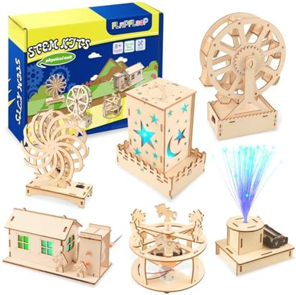Fliipflaap 6-in-1 STEM Science Kits for Kids Wood Arts and Craft Kits STEM Toys for Boys Girls Age 8-12 5-7 8 10 12 13 14 Idea 3D Puzzles Building Engineering Model Set
B0DFCDBV2B