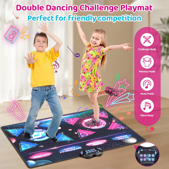 Flybakiz Dance Mat for Kids 2 Player Light Up Dance Pad for Girls Boys Toddlers 3-5 6-12 Years Old Extra Large Electronic Dancing Music Games Toys Dance Revolution Christmas Birthday 
B0D9W4TF5Y