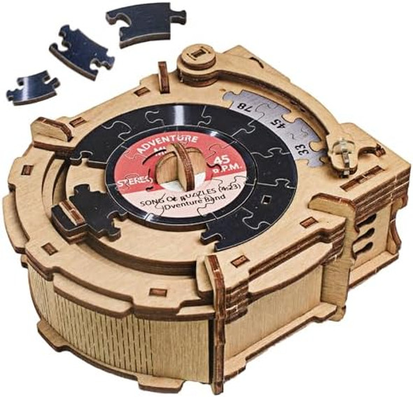 IdventureCluepuzzle Record Player - Puzzle Box with Jigsaw Puzzle - Escape Room Game - Box - Treasure Chest - 3D Wooden Puzzle - Sequential Puzzles Puzzle Box Adults - Money - 
B0DNN99DG6