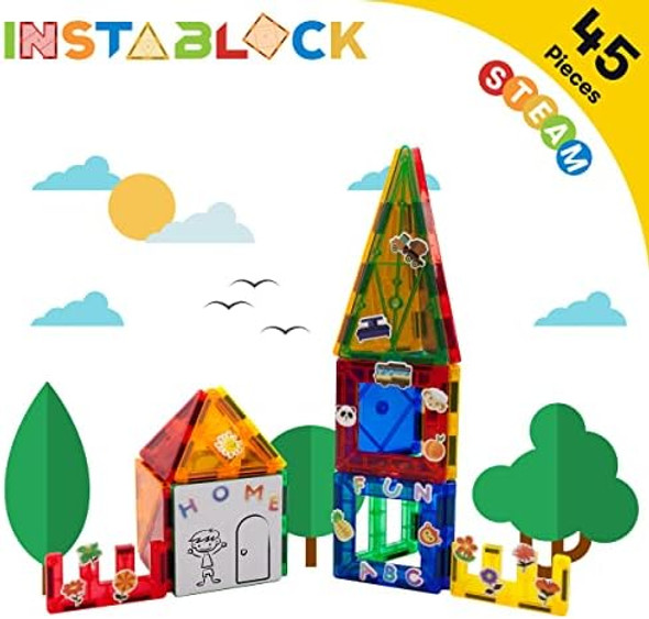 Instablock 45pcs Magnetic Tiles Stickers Mini Whiteboards and Car Set Magnet Building Blocks STEAM Learning Preschool Montessori Educational Sensory Toy for Age 3 + Kids Toddlers Boys & Girls 3D
B09R84YYQF Instablock 45pcs Magnetic Tiles Stickers Mini Whiteboards and Car Set Magnet Building Blocks STEAM Learning Preschool Montessori Educational Sensory Toy for Age 3 + Kids Toddlers Boys & Girls 3D
B09R84YYQF