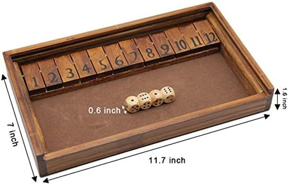 Juegoal Shut The Box Wooden Board Dice Game with 12 Numbers and Lid for Kids Adults Families 2 Players and Up
B07Y856LCZ