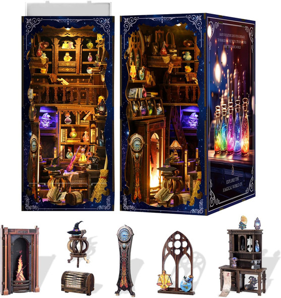 Kangomelon DIY Book Nook Kit Wooden Bookshelf Miniature Serenity Coffee House Kit 3D Wooden Puzzles Bookends Miniature House Kit Book Nook Bookshelf Insert Decor with LED Lights Wood Crafts for Adults
B0DSP5W4SY