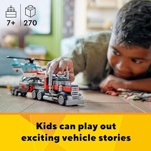 Lego Creator 3 in 1 Flatbed Truck with Helicopter Toy Transforms from Flatbed Truck Toy to Propeller Plane to Hot Rod and SUV Car Toys Idea for Boys and Girls Ages 7 Years Old and Up 31146
B0CGY4J7QT