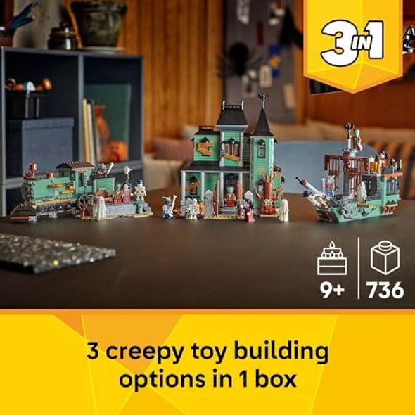 Lego Creator 3 in 1 Haunted Mansion Building Toy for Kids - Halloween Building Blocks & Learning Toy for Girls & Boys Ages 9+ - Build a Haunted House Train or Ship - for Birthdays - 31167
B0DRW654CT