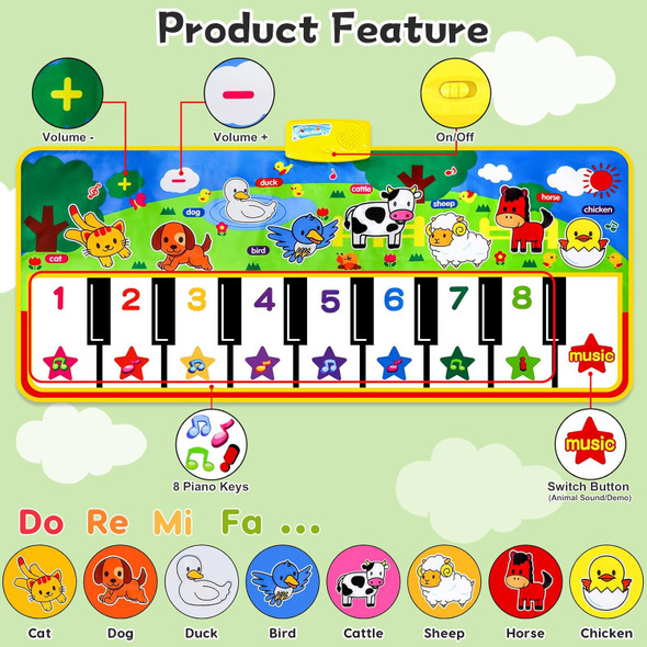M Sanmersen Piano Mat - 53" x 23" Musical Mat 8 Animals Sounds Dance Mat for Kids Touch Play Dancing Mat Toy s for 1 2 3 4 5 6 Year Old Girls Boys
B07PBQG4YZ