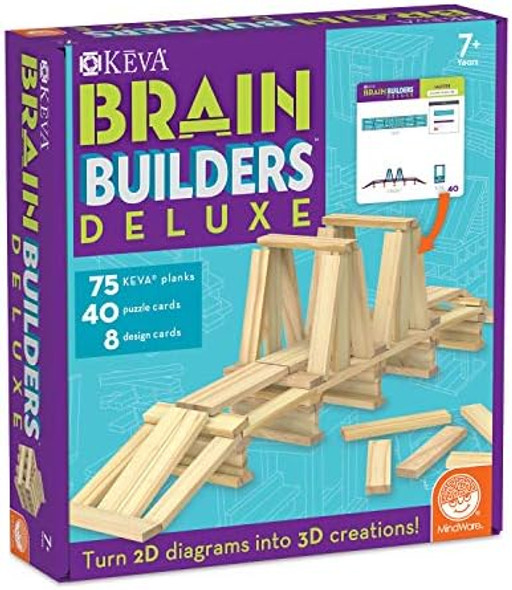 Mindware Keva Brain Builders Deluxe: STEM Building Toy Includes 75 KEVA Planks 40 Puzzle Cards 8 Design Cards 3D Building Skills for Kids - Ages 7+
B07XYGF496