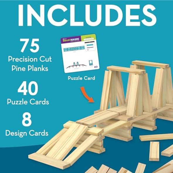 Mindware Keva Brain Builders Deluxe: STEM Building Toy Includes 75 KEVA Planks 40 Puzzle Cards 8 Design Cards 3D Building Skills for Kids - Ages 7+
B07XYGF496