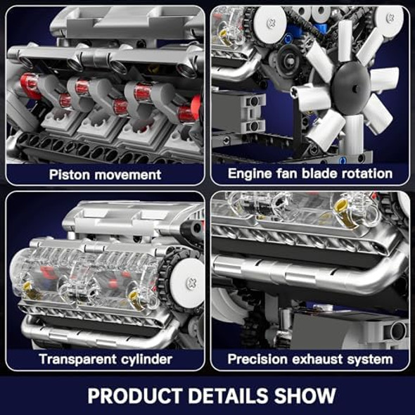 Mould King Visible V-8 Engine Building Blocks V8 Motor Model Building Toys V8 Combustion Engine Building Sets Creative STEM Toys Engine Building Kit for Adults Kids 14+(535PCS)
B0CYBXHHV4