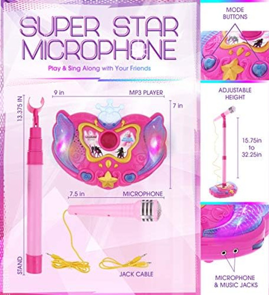 Mozlly Mozlly Super Star Kids Karaoke Machine with Microphone Stand Playset - Pink Microphone with Stand with Built-in Jack and Speaker for MP3 Player Singing Toys for Girls and Boys with Music and Light
B01N0MQZ10 Mozlly Mozlly Super Star Kids Karaoke Machine with Microphone Stand Playset - Pink Microphone with Stand with Built-in Jack and Speaker for MP3 Player Singing Toys for Girls and Boys with Music and Light
B01N0MQZ10