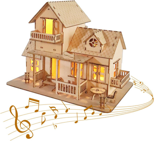 Music Park Music Park 3D Wooden Puzzle Sweet Home Music Box Hands Craft Miniature Dollhouse Kits 3D Model DIY House Building with LED Night Lights s for Christmas (Sweet Home)
B0DB87M22L