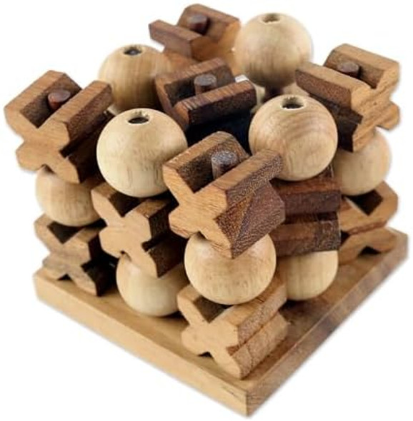 Novica 275090 Light Brown Hand Made Rain Tree Wood Tic Tac Toe Game '3D'
B01LZZBKNY