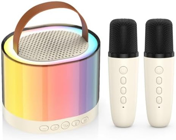 Oria Mini Karaoke Machine Bluetooth Karaoke Speaker with 2 Wireless Microphones Wireless Karaoke Machine Singing Machine with 5 Voice Changer LED Colorful Lights for Adults Kids Home Party
B0DDT9YS17