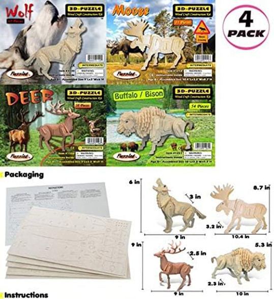 Puzzled Bundle of Wild Animals: Deer Wolf Moose & Buffalo Wooden 3D Puzzle Construction Kits Fun & Educational DIY Toys Assemble Model Unfinished Wood Craft Hobby Puzzle to Build & Paint - 4 Pack
B08F9YDKP8 Puzzled Bundle of Wild Animals: Deer Wolf Moose & Buffalo Wooden 3D Puzzle Construction Kits Fun & Educational DIY Toys Assemble Model Unfinished Wood Craft Hobby Puzzle to Build & Paint - 4 Pack
B08F9YDKP8