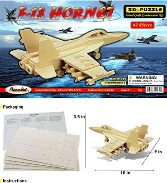Puzzled F-18 Hornet 3D Puzzle Airplane Model Wood Building Kit - 3D Model Airplane Building Kit for Kids and Adults Fun Educational Model Plane Kit to Paint and Build Craft 3D Model Kit - 47 Pieces
B00F3EWQLO