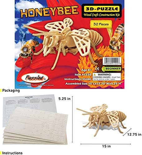 Puzzled 3D Puzzle Honeybee Wood Craft Construction Model Kit Unique & Educational DIY Wooden Insect Toy Assemble Bee Model Unfinished Crafting Hobby Puzzle to Build & Paint for Decoration 32pcs Pack
B002GJKKDU