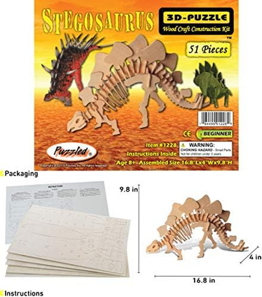 Puzzled 3D Puzzle Stegosaurus Dinosaur Wood Craft Construction Model Kit Fun & Educational DIY Wooden Dino Toy Assemble Model Unfinished Craft Hobby Puzzle 51pc Pack
B000QU8L5K