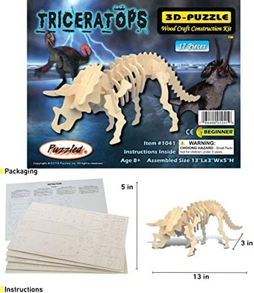 Puzzled 3D Puzzle Triceratops Dinosaur Wood Craft Construction Model Kit Fun & Educational DIY Wooden Toy Assemble Dino Model Unfinished Craft Hobby Puzzle to Build & Paint for Decoration 17pc Pack
B00AQWKFGG