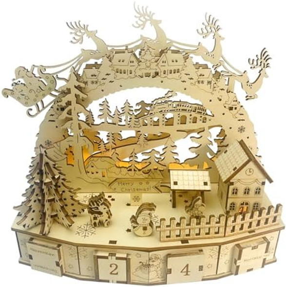 Quizicalqubes Deluxe 3D Wooden Puzzle Christmas Decoration Kit Luminous Window Ornament & Creative Night Light Jigsaw - Eco-Friendly Craft Set for Adults and Kids Aged 5+ Perfect for Holiday Decor and Ornament
B0CYXYXR3G