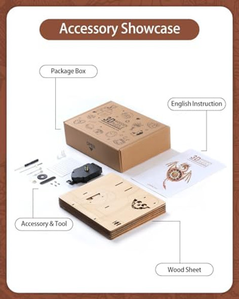 Rnfiow3D Wooden Puzzles for Adults 3D Puzzles Dragon Clock Kit (with Pendulum) Beginners Wooden Puzzle for Adults Teens Home Wall Decor Clock s for Men Women
B0F918TSFQ