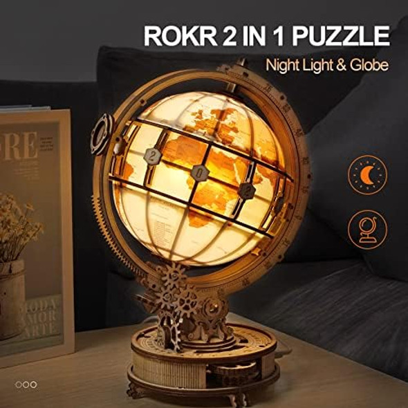 Rokr 3D Wooden Puzzles for Adults LED Illuminated Globe with Stand 3D Wooden Globe Model Kits with LED Light Unique for Birthday/Anniversay
B09NPMW4TV
