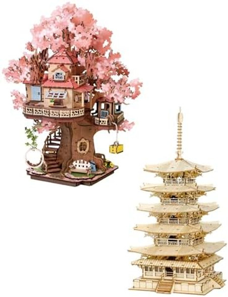 Rolife 3D Puzzles for Adults (Cherry Blossom Bonsai Tree Plants+Five-storied Pagoda)
B0FJ1ZD7T1