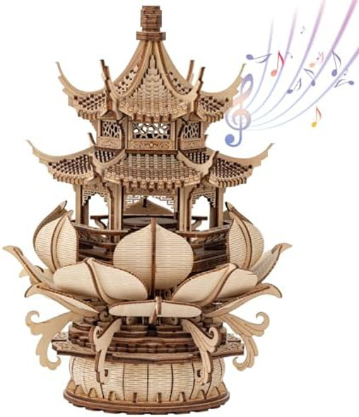 Ruifam 3D Puzzles for Adults Wooden 3D Puzzle Model Lotus Pavilion Music Box Toys Building Kits DIY Wood Crafts Cool Toy Hobbies for Men Women Creative Assembly s
B0DMSCTYPL
