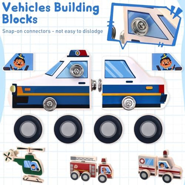 Sayhalo Emergency Vehicles 3D Puzzle Toy Set Wooden Take Apart Montessori Fine Motor Building Toy Fire Truck Ambulance Police Car Helicopter Montessori Snap Button Connection Building Blocks for Kids 3-8
B0F53H4F6G Sayhalo Emergency Vehicles 3D Puzzle Toy Set Wooden Take Apart Montessori Fine Motor Building Toy Fire Truck Ambulance Police Car Helicopter Montessori Snap Button Connection Building Blocks for Kids 3-8
B0F53H4F6G