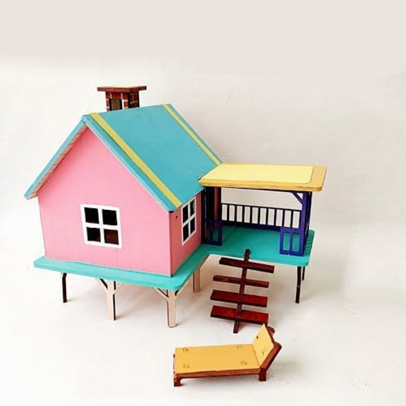 Stonkraft Wooden 3D Puzzle Beach House - Home Decor Construction Toy Modeling Kit School Project - Easy to Assemble
B0757XK135