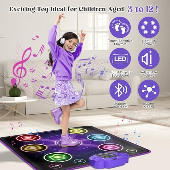 Tuseasy Dance Mat Toys for Kids Ages 3-12 Electronic Dance Pad with Light-up 6-Button Music Dance with 5 Game Modes Christmas Birthday s for 3 4 5 6 7 8 9 Year Old Girls
B0D8TB87Y3