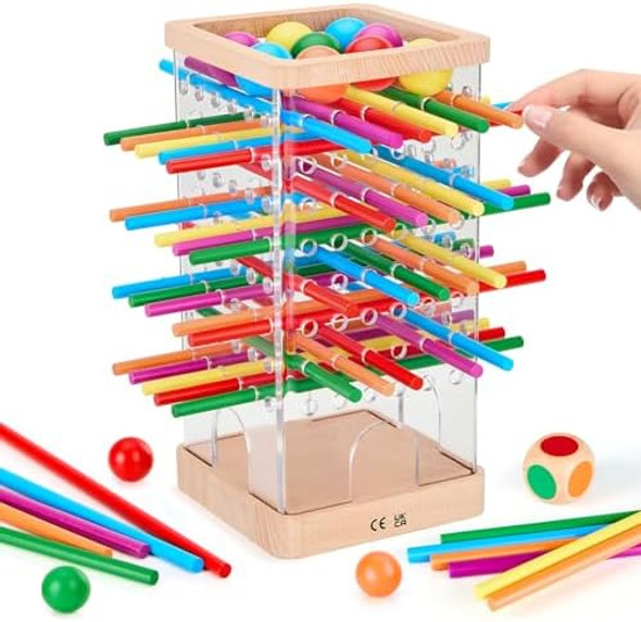 Whimsiplay Montessori Wooden Board Games 48 Colorful Sticks Dice Game with 12 Balls Family Game for Kids and Adults Math Educational Toys for 3 4 5 6 Years Old Fine Motor Skills Toy s for Boys and Girls
B0F99DR7LQ