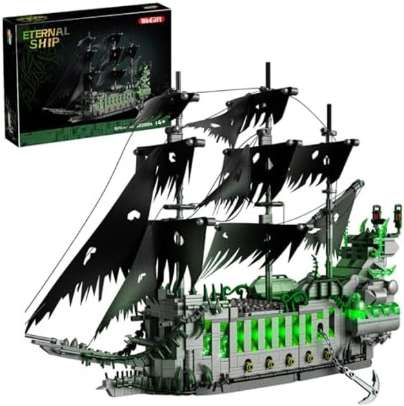Win 1573 Pcs Pirate Ship Building Set with LED LightSTEM Ghost Ship Flying Dutchman Building ToyModel Boat Mini Brick Kit Home Office DecorHalloween Easter for Adults Boys Kids Ages 14+
B0DS23H7XG