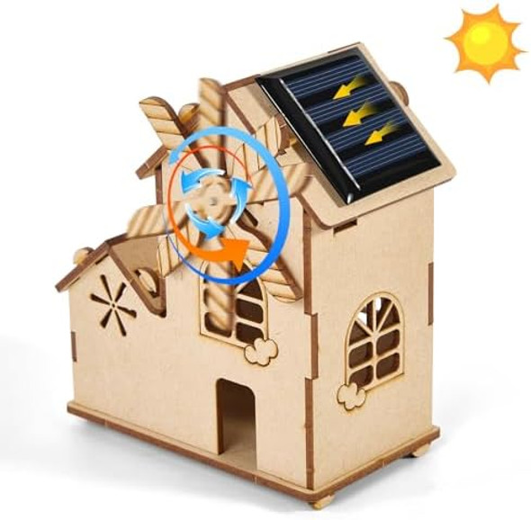 Winsonik DIY Solar Windmill House - 3D Wooden Puzzle STEM Educational Science Craft Model Kit for Kids Ages 8-12
B0D631W9QX