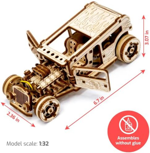 Wooden.City Hot Rod 3D Wooden Puzzles for Adults – Build Your Own hot Rod with Rubber‑Band Motor – Self‑Assembly Model DIY – Laser‑Cut Wooden 3D Model for Display and Home Décor
B09VH8GT9V