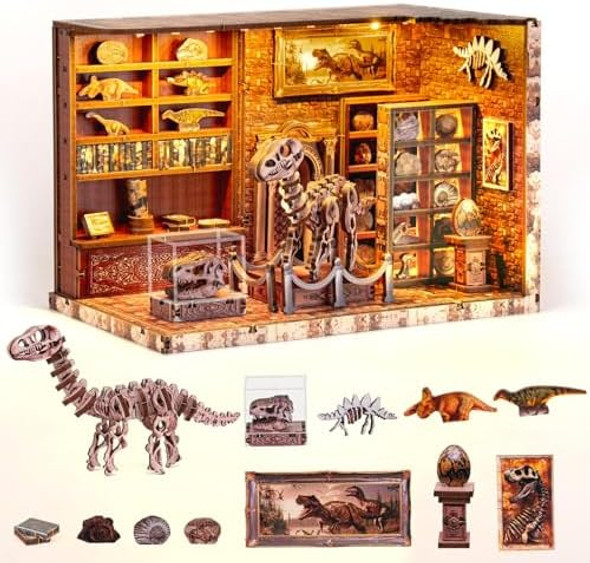 Zhyllo Book Nook Kit3D Wood Puzzle LED Light DIY Miniature House Kit for AdultsTeens and Beginners Dollhouse Bookshelf Decor Tiny Houses to Live in for Adultss for FamilyFriends（Dinosaur Museum）
B0FCBS1VL6