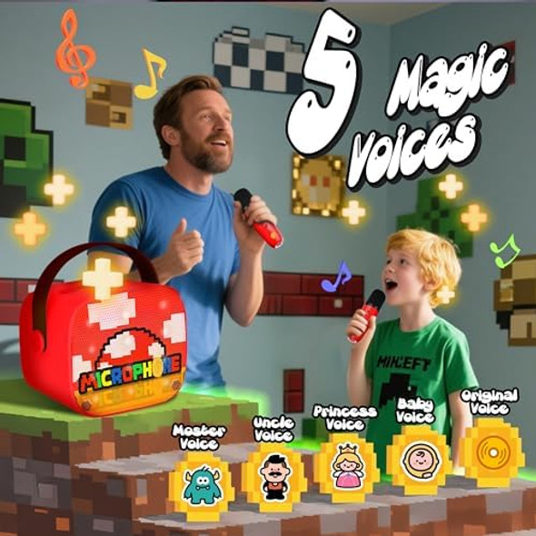 Zosxi Pixel Super Bro Birthday Party Decoration Toys mini Karaoke Machine for Kids Boys Toys Age 4-6 Toys for Boys Birthday s for 4 5 6 7 8 9 10 Years Old Boy Toys Age 6-8 with 2 Microphones
B0F9WVDW74