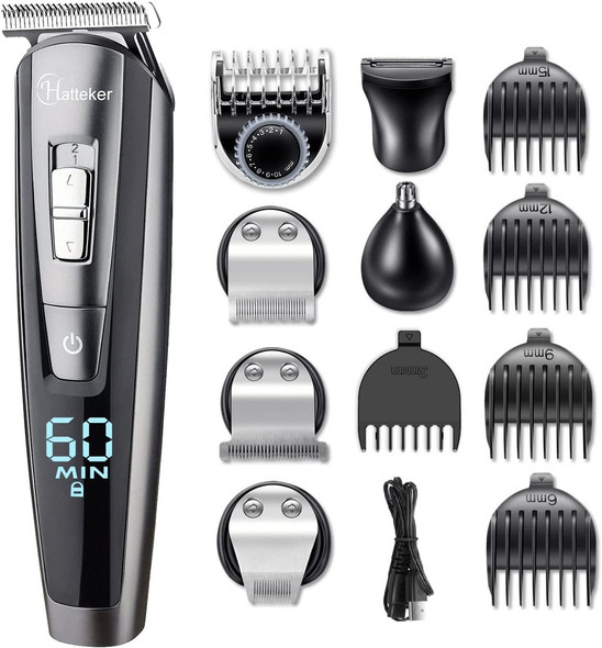 Hatteker Hair Clipper Beard Trimmer Kit USB Rechargeable 5 in 1