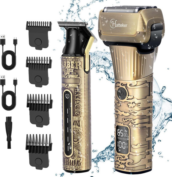 Hatteker Foil Shaver Electric Razor Men's Shaver T-Blade Trimmer Beard Trimmer Beard Clipper Hair Clipper LED Display Waterproof Wet/Dry Shaver Kit 2 in 1 Hatteker Foil Shaver Electric Razor Men's Shaver T-Blade Trimmer Beard Trimmer Beard Clipper Hair Clipper LED Display Waterproof Wet/Dry Shaver Kit 2 in 1