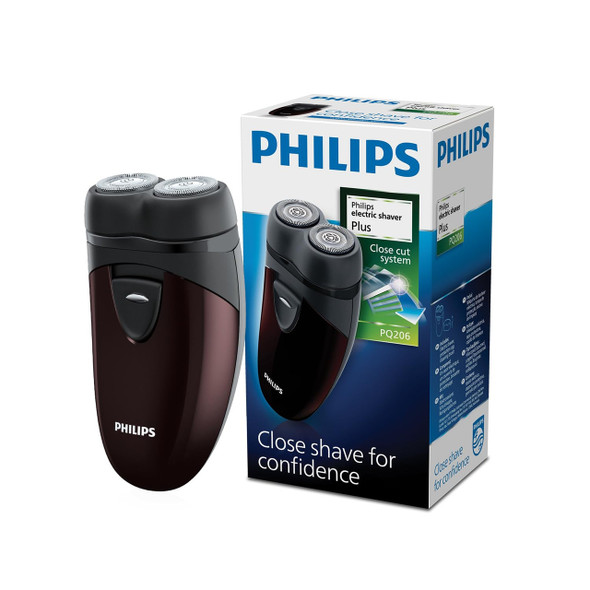 Philips Norelco Travel Men's Shaver with CloseCut Technology and Independent Floating Heads Self-Sharpening Blades 2 x AA Batteries