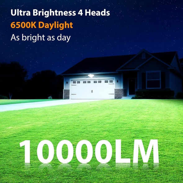 90W Flood Lights Outdoor 10000Lm Dusk To Dawn Outdoor Lighting Ip65 Waterproof 6500K Daylight 4 Heads Led Security Light For Garage Yard Porch(Black) 90W Flood Lights Outdoor 10000Lm Dusk To Dawn Outdoor Lighting Ip65 Waterproof 6500K Daylight 4 Heads Led Security Light For Garage Yard Porch(Black)