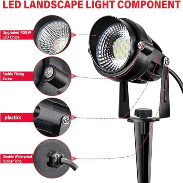 Led Landscape Lights Spot Lights Outdoor For Yard Garden Decor Spotligh With Remote NCct 2700K6000K Ip68 Waterproof Landscape Lights For YardPatioLawn Wall FloodDriveway (6 High Voltage)