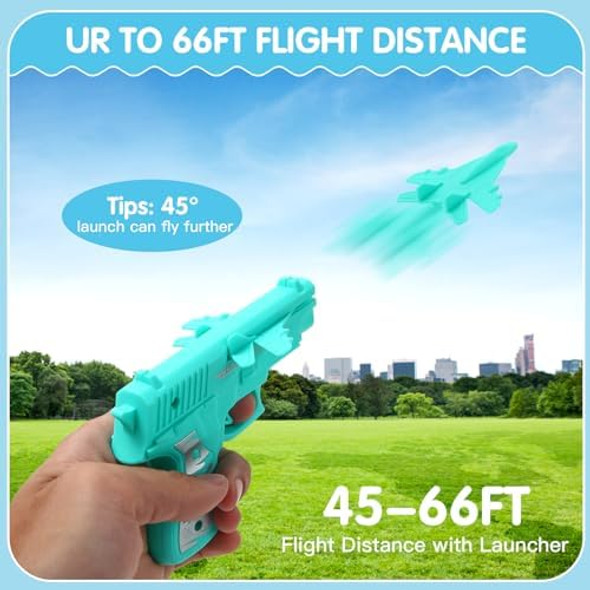 21 Pack Airplane Launcher Toys For Boys Girls Toddlers Glider Plane Party Favors Birthday s Outdoor Flying Toys For Goodie Bag Stuffers Pinata Fillers(7 Launchers And 14 Planes)