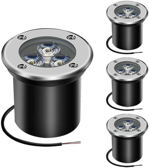 4Pack 3W Low Voltage Landscape Lights With Connectors - 12-24V Led In-Ground Lights Ip67 Waterproof Garden Lighting For Yard Pathway Driveway Deck (Cool White)