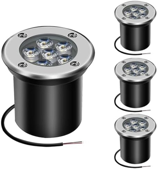 4Pack 6W Low Voltage Landscape Lights With Connectors - 12-24V Led In-Ground Lights Ip67 Waterproof Garden Lighting For Yard Pathway Driveway Deck (Cool White)